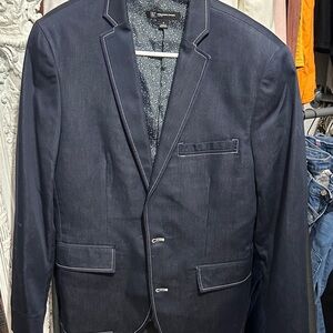 INC Men’s Blue Blazer with White Accents